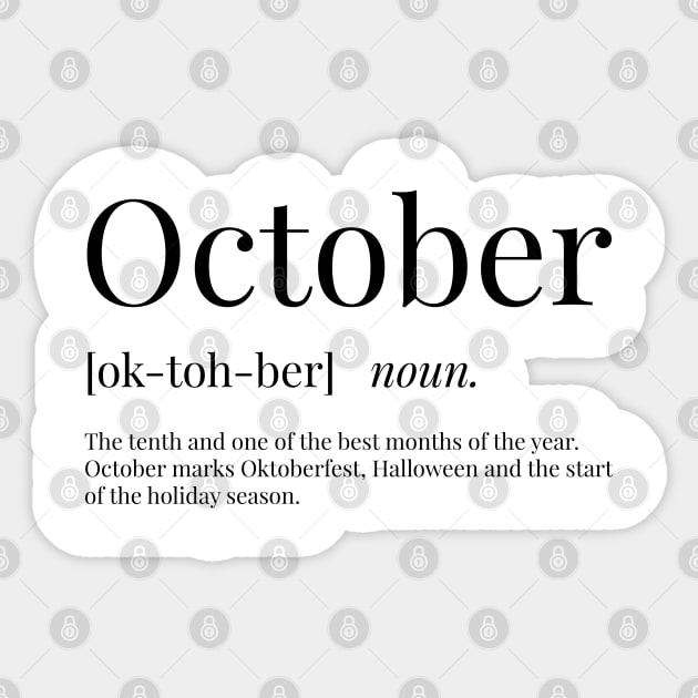 October Definition Sticker by definingprints